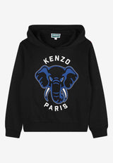 Kenzo Kids Boys Elephant Print Hooded Sweatshirt Blue K61437/095_BLUE