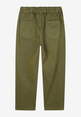 Kenzo Kids Boys Logo Embroidered Chino Pants Green K61439/64T_GREEN