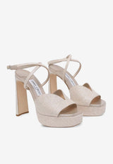 Jimmy Choo Karli 125 Glittered Platform Sandals Gold KARLI/PF 125 GQI LIGHT SOFT GOLD