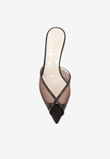 Andrea Wazen Katy 75 Embellished Mesh Mules Brown KATMU075SZHBWN_BROWN