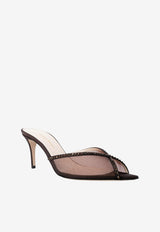 Andrea Wazen Katy 75 Embellished Mesh Mules Brown KATMU075SZHBWN_BROWN