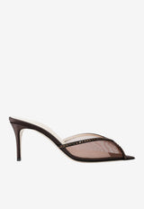 Andrea Wazen Katy 75 Embellished Mesh Mules Brown KATMU075SZHBWN_BROWN