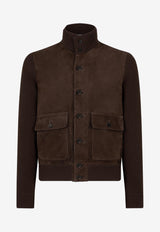 Tom Ford Suede Panel Wool Knit Cardigan Brown KBF001-YMW110 KB870