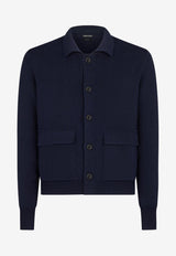 Tom Ford Merino Silk Knitted Cardigan KBL007-YMW018F23 HB800 Indigo