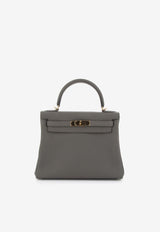 Kelly 28 in Gris Étain Togo Leather with Gold Hardware