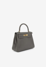 Kelly 28 in Gris Étain Togo Leather with Gold Hardware