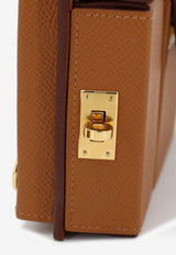 Kelly Multipocket To Go Pouch in Gold Epsom with Gold Hardware