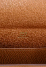 Kelly Multipocket To Go Pouch in Gold Epsom with Gold Hardware