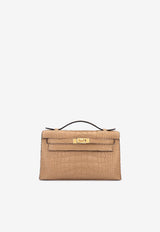 Kelly Pochette in Chai Matte Alligator Leather with Gold Hardware