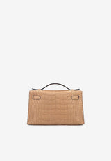 Kelly Pochette in Chai Matte Alligator Leather with Gold Hardware