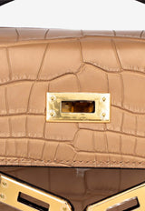 Kelly Pochette in Chai Matte Alligator Leather with Gold Hardware