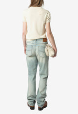 Zadig & Voltaire Bully Worn-Stars Knit Top Ecru KWSW02691_ECRU