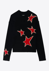 Zadig & Voltaire Markuz Jacquard Star Cashmere Sweater Black KWSW02842_BLACK