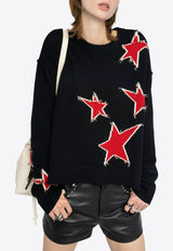 Zadig & Voltaire Markuz Jacquard Star Cashmere Sweater Black KWSW02842_BLACK