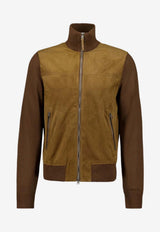 Zip-Up Suede Wool Jacket