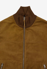 Zip-Up Suede Wool Jacket