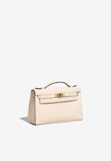 Hermès Kelly Pochette Clutch Bag in Nata Boreal Ostrich with Gold Hardware