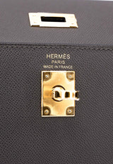 Kelly 25 in Ardoise Madame Leather with Gold Hardware