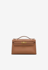 Kelly Pochette Clutch Bag in Gold Swift with Gold Hardware