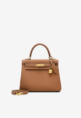 Kelly Retourne 25 in Gold Togo with Gold Hardware