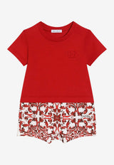 Dolce & Gabbana Kids Baby Boys Majolica Print Romper Multicolor L1JO2G G7P5A S9000