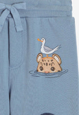 Dolce & Gabbana Kids Baby Boys Leopard and DG Logo Track Pants Blue L1JPLA G7PNF B0112