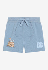 Dolce & Gabbana Kids Baby Boys Leopard and DG Logo Bermuda Shorts Blue L1JQW0 G7PNF B0112