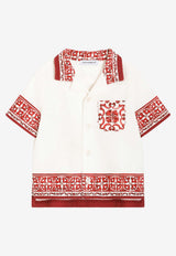Dolce & Gabbana Kids Baby Boys Majolica Print Double Piqué Shirt Multicolor L1JS48 II7KW IP5DQ