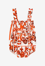 Dolce & Gabbana Kids Baby Girls Majolica Print Romper Multicolor L22O08 G7P4R IO3TN