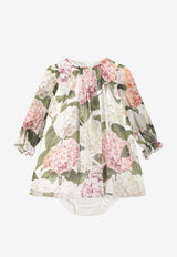 Dolce & Gabbana Kids Baby Girls Hydrangea Print Silk Dress Multicolor L24DH9 IS10T HA5XG