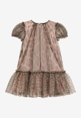 Dolce & Gabbana Kids Baby Girls Leopard Print Ruffled Tulle Dress Brown L24DO5 HSMV5 HY13M