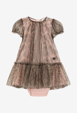 Dolce & Gabbana Kids Baby Girls Leopard Print Ruffled Tulle Dress Brown L24DO5 HSMV5 HY13M
