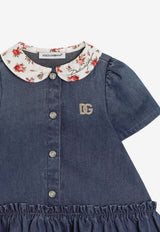 Dolce & Gabbana Kids Baby Girls DG Logo Chambray Dress Denim L24DO6 LDD72 S9000