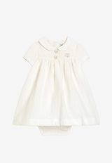 Dolce & Gabbana Kids Baby Girls DG Logo Seersucker Linen Dress White L24DP1 FU4MZ W0111