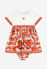 Dolce & Gabbana Kids Baby Girls Majolica Print Dress with Bloomers Multicolor L2JDBF G7P4G S9000