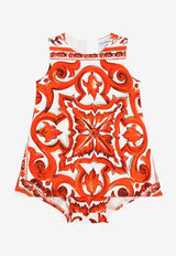Dolce & Gabbana Kids Baby Girls Majolica Print Dress with Bloomers Multicolor L2JDZ2 G7P4I IO3TN