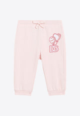 Dolce & Gabbana Kids Baby Girls Embroidered Patch Track Pants Pink L2JPF6 G7O1J F0662