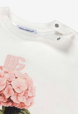 Dolce & Gabbana Kids Baby Girls Flower Print T-shirt with DG Logo White L2JTIT G7P1G W0111