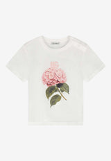 Dolce & Gabbana Kids Baby Girls Flower Print T-shirt with DG Logo White L2JTIT G7P1G W0111