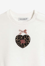 Dolce & Gabbana Kids Baby Girls Leopard Heart Patch T-shirt White L2JTJT G7PSI W0111