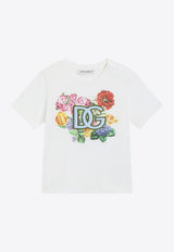 Dolce & Gabbana Kids Baby Girls Floral Print DG Logo T-shirt White L2JTPA G7O2A W0111