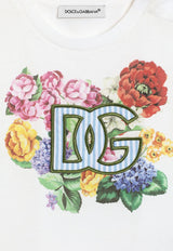 Dolce & Gabbana Kids Baby Girls Floral Print DG Logo T-shirt White L2JTPA G7O2A W0111