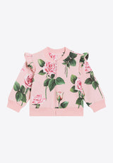 Dolce & Gabbana Kids Baby Girls Rose Print Zip-Up Sweatshirt Pink L2JWBR HS7P1 HF5IZ