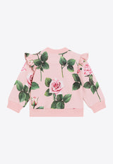 Dolce & Gabbana Kids Baby Girls Rose Print Zip-Up Sweatshirt Pink L2JWBR HS7P1 HF5IZ