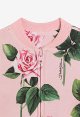 Dolce & Gabbana Kids Baby Girls Rose Print Zip-Up Sweatshirt Pink L2JWBR HS7P1 HF5IZ