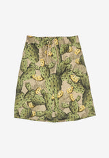 Dolce & Gabbana Kids Boys Cactus Print Drawstring Shorts Green L43Q54 HS5UD HA5XN