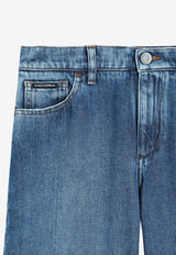 Dolce & Gabbana Kids Boys Logo Embroidered Denim Shorts Blue L43Q71 LDC94 S9000