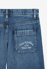 Dolce & Gabbana Kids Boys Logo Embroidered Denim Shorts Blue L43Q71 LDC94 S9000