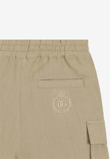 Dolce & Gabbana Kids Boys DG Logo Embroidered Cargo Shorts Beige L43Q78 G7O9A M9444
