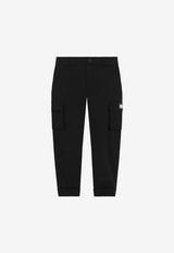 Dolce & Gabbana Kids Boys Logo Plaque Cargo Pants Black L44P81 FUFL3 N0000